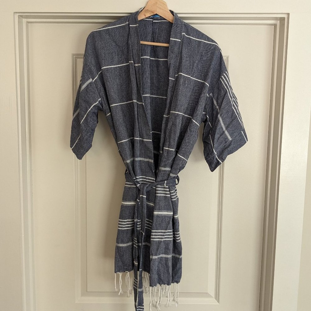 Women's Navy Cotton Robe